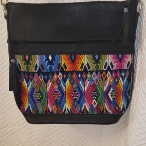 Leather Embroidered Crossbody Satche